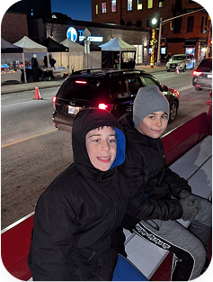 Illuminated nutcrackers and warm lighting along Downtown Stoney Creek